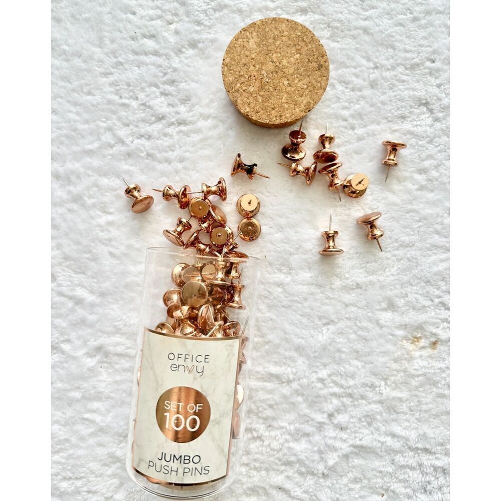 OFFICE enyy SET OF 100 JUMBO PUSH PINS Rose gold color